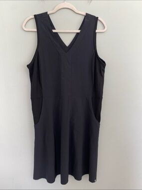 Smartwool Women’s Black V-Neck Midi Dress with Pockets Size Large